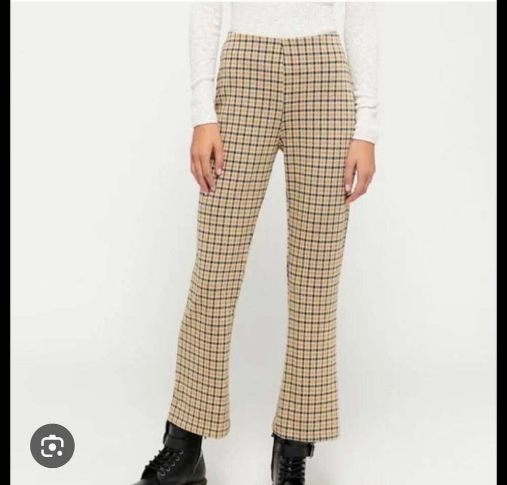 Urban Outfitters Cara High-Waisted Plaid Kick Flare Pants